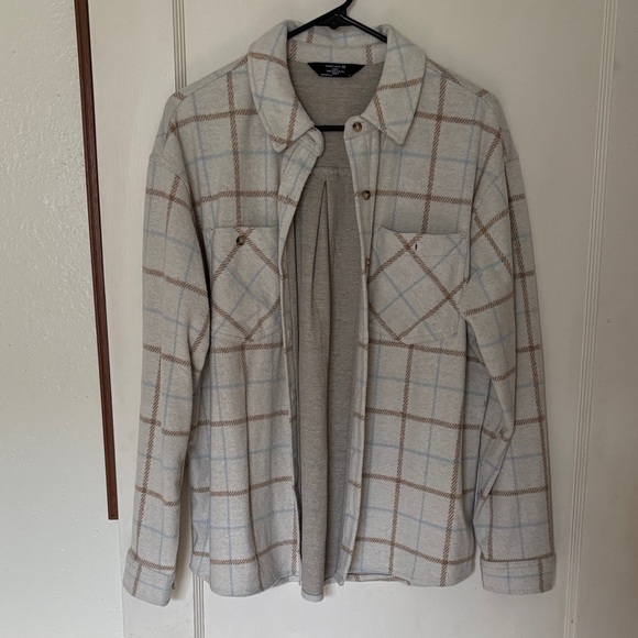 Jackets & Blazers - Plaid Button-Up Shirt Jacket
